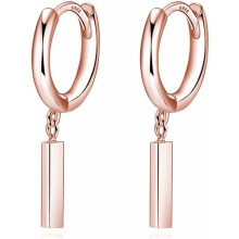 Sterling Silver Bar Drop Hoop Earrings for Women