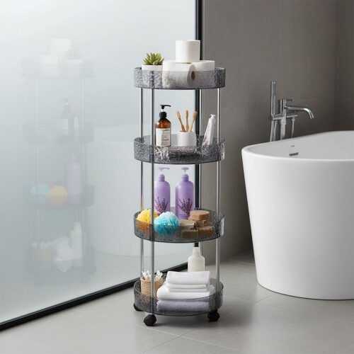 4-Tier Rolling Storage Rack for Kitchen Bathroom Living Room
