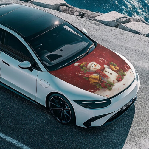 Christmas Yeti Car Hood Cover Polyester Elastic 1pc 2