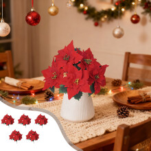 Artificial Red Poinsettia Flowers with Stems 20 Pcs