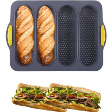 Silicone Sub Bread Roll Pan with 6 Cups for Home Oven