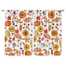 Pumpkin Pattern Kitchen Curtains Rustic 2 Pack 52x84 Inch