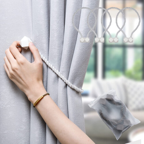 Magnetic Curtain Tiebacks Thick Twist Rope with Strong 1