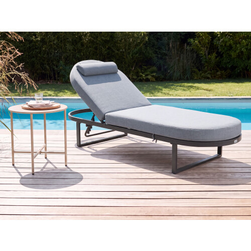 Beliani Sun Lounger with Cushion RONCOLO Metal Grey 1