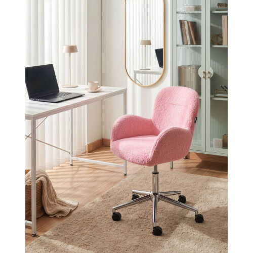 Beliani Desk Chair PRIDDY Boucle Pink 1