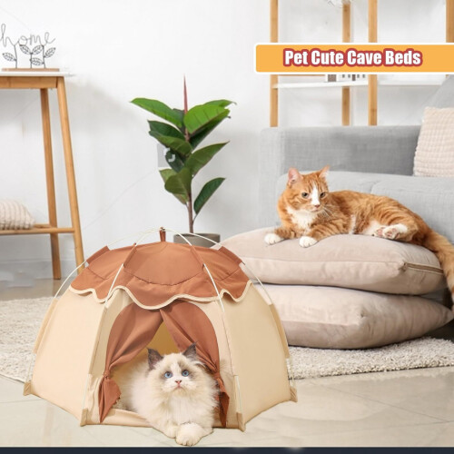 Cat Tent for Indoor Use Beige Medium 2