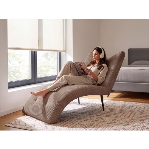 Beliani Chaise Longue QUILLY Corduroy Dark Beige 1