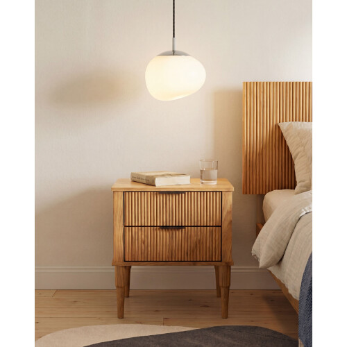 Beliani 2 Drawer Bedside Table TAURIAC Pine Wood Light Brown 1