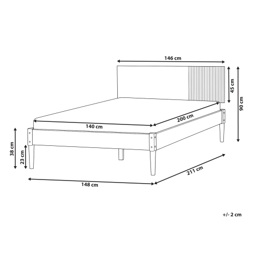Beliani Bed Pine Wood FLAVIGNAC 140 x 200 cm (EU Double) Light Brown 2