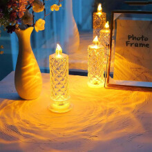 LED Crystal Candle Lights Rose Shadow Flameless 6 Pack