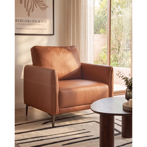 Beliani Armchair CILENS Fabric Golden Brown 1