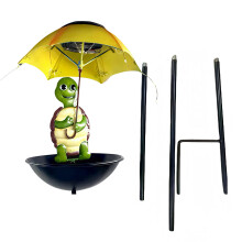Solar Turtle Garden Light with Bird Feeder