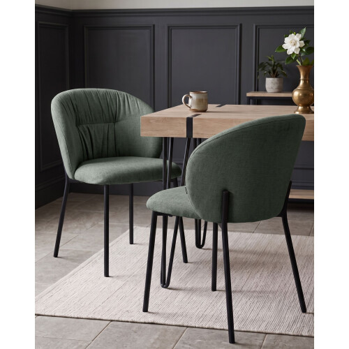 Beliani Set of 2 Dining Chairs MESA Fabric Green 1