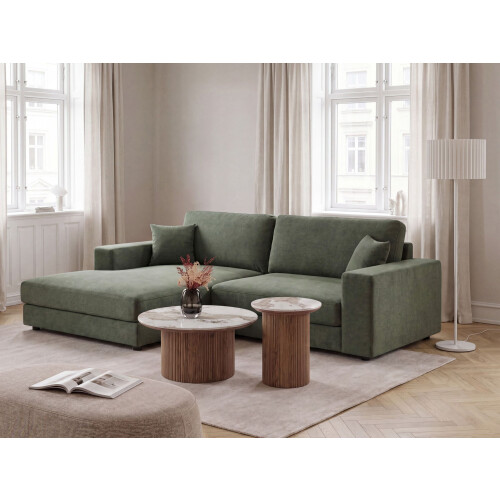 Beliani Corner Sofa LOFOTEN Fabric Green Right Hand 1