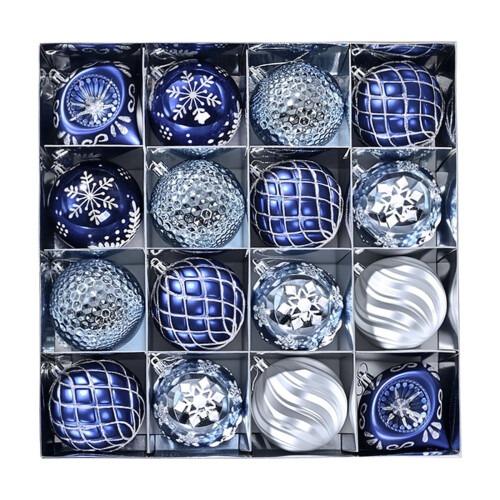 Blue Glitter Shatterproof Christmas Ornaments 16PCS 3.15 1