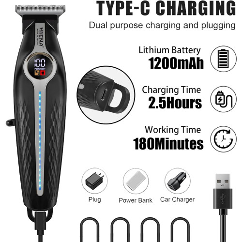 Professional Cordless Hair Trimmer for Men with LED Display 2