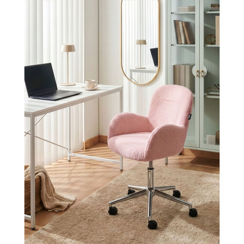 Beliani Desk Chair PRIDDY Boucle Pastel Pink 1