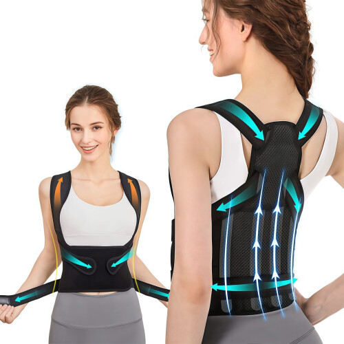 Behome Posture Corrector for Women and Men Black Large