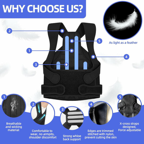 Behome Posture Corrector for Women and Men Black Large 1