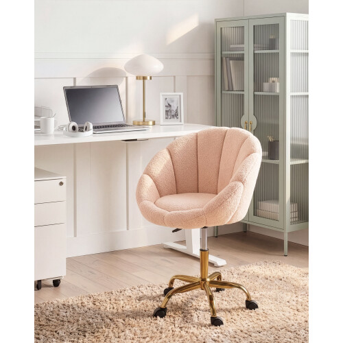 Beliani Desk Chair ANNABELLE Boucle Peach Pink 1