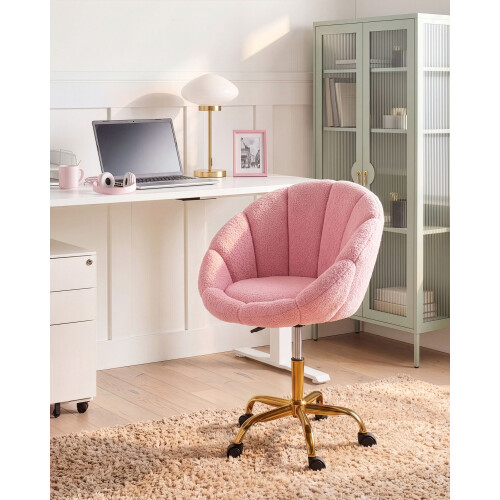 Beliani Desk Chair ANNABELLE Boucle Pink 1