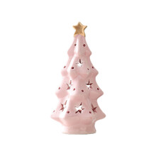 Ceramic Christmas Tree Ornament with Pink Accents