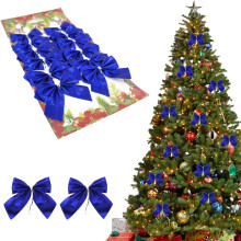 Christmas Wall Hangs Red Gold Silver Bowknot Ornaments 12pcs