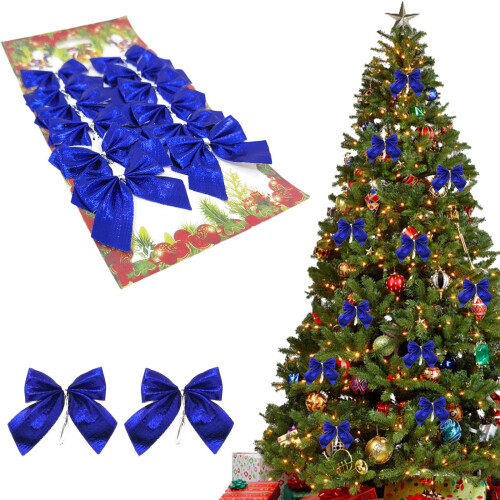 Christmas Wall Hangs Red Gold Silver Bowknot Ornaments 12pcs