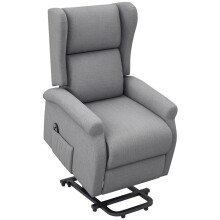 Power Lift Recliner Armchair, Electric Lift Chair for Elderly, Fabric Riser and Reclining Chair with Remote Control, Side Pockets, Grey