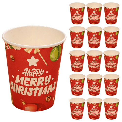 Christmas Paper Cups for Hot Cold Drinks 16 Pack
