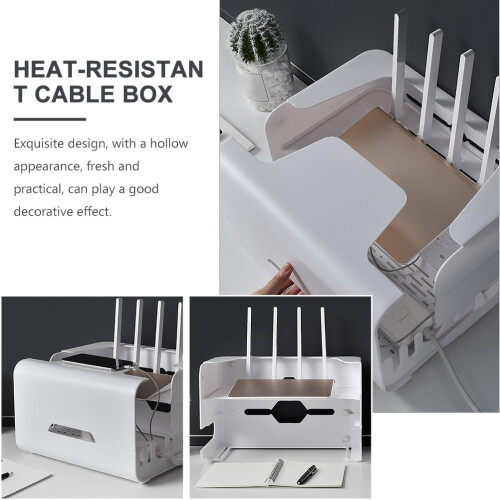 Wooden Router Storage Box 32 x 20 cm White 1