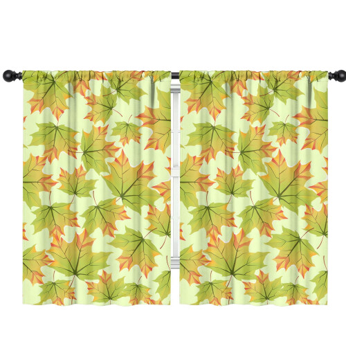 Pumpkin Pattern Kitchen Curtains Set of 2 Tier 42x63in