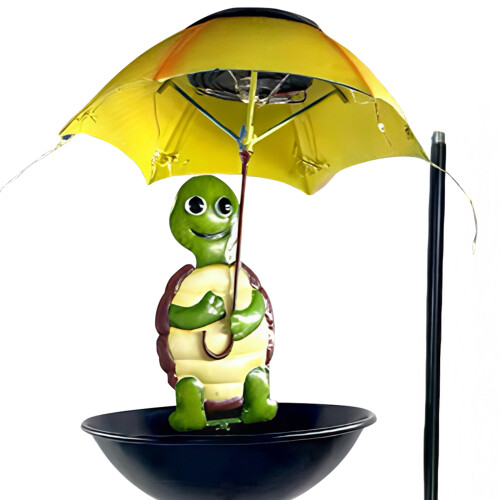Solar Turtle Garden Light with Bird Feeder 2