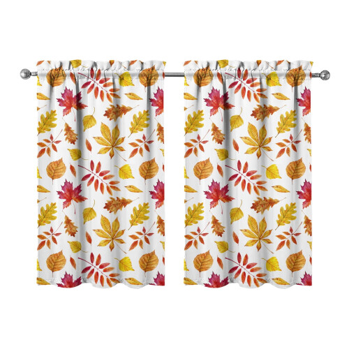 Pumpkin Pattern Kitchen Curtains Rustic Fall Decor 2 Pack