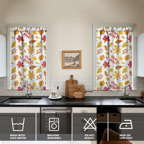 Pumpkin Pattern Kitchen Curtains Rustic Fall Decor 2 Pack 1