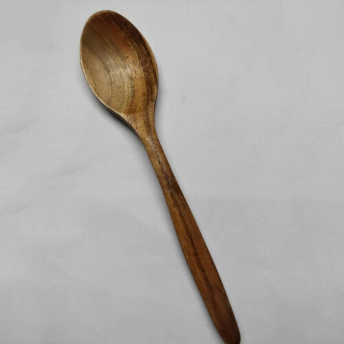 Vintage Wooden Soup Spoon with Curved Handle 1