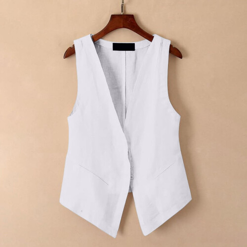 Women's Linen Sleeveless Vest Top Plus Size 1