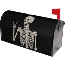 Rock and Roll Skeleton Skull Mailbox Cover 25.5x21 Inches