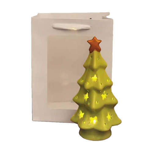 Ceramic Christmas Tree Ornament Green Mini House 7.01x3.03 1