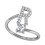 Women's Stainless Steel Initial Ring with Cubic Zirconia, 1
