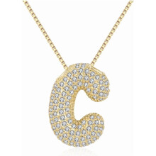 Bubble Letter Necklace 18K Gold-Plated Initial Pendant