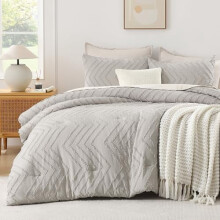 Linen King Comforter Set Boho Tufted Chevron 3-Piece