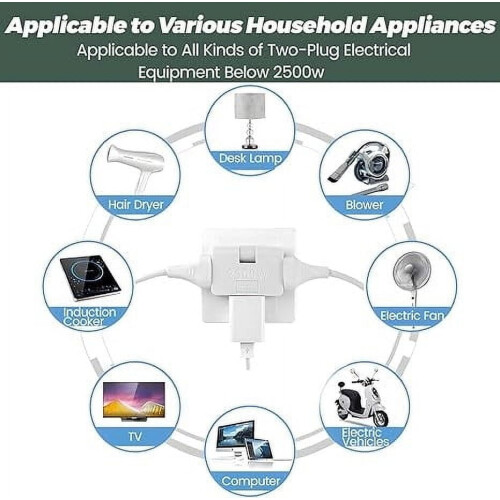 Rotatable Socket Converter 3-in-1 180 Adjustable 2500W ABS 1