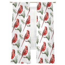 Cardinal Bird Sheer Curtains Red Pine Farmhouse Voile 52x96