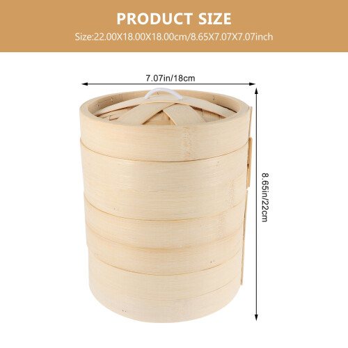 LEORX Reusable Yellow Bamboo Steamer with Lid 1