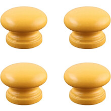 Drawer Knobs Wooden Lotus Shape Yellow 4 Pcs
