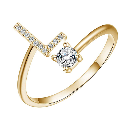 Vadktai Gold Alphabet Stackable Rings for Women A-Z