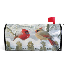Magnetic Mailbox Cover Cardinals Winter Design 25.5x21 Inch