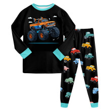 Boys Cotton Pajama Set with Truck Print Long Sleeve Top and