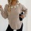 Women's Solid Floral Knit Sweater Round Neck Long Sleeve 2
